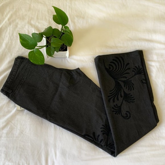 Vintage InWear Black Flare Jeans with Velvet Detailing - Picture 3 of 4